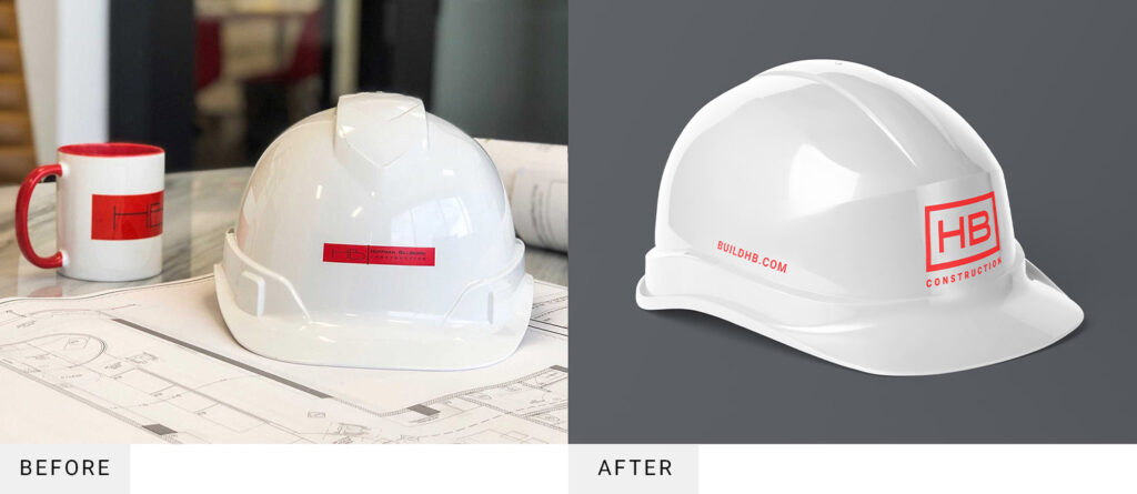 hb construction hat before after